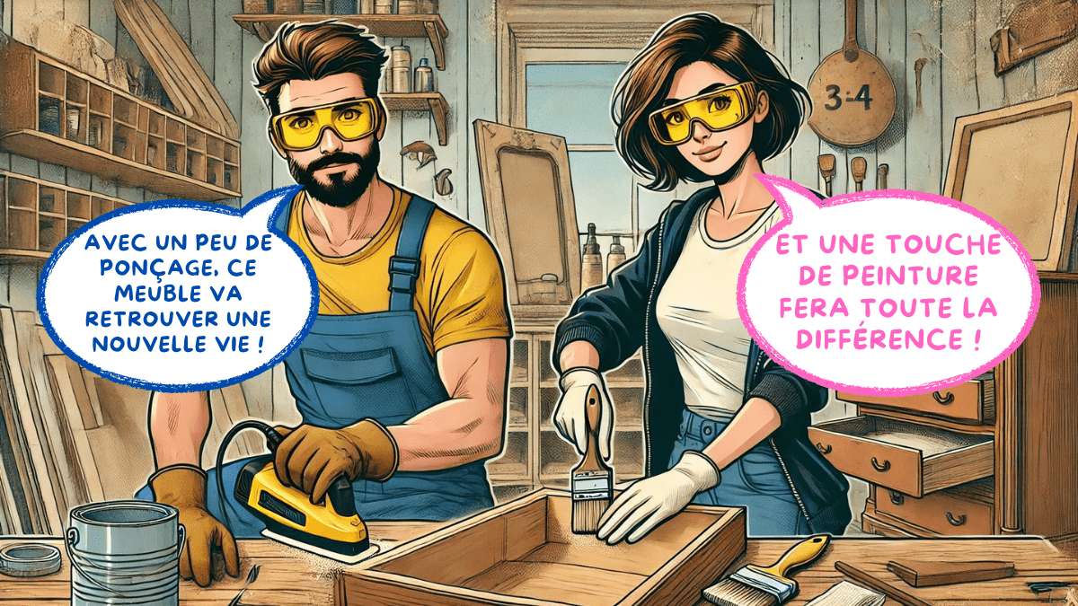 Paul et Marie transforment un meuble avec des techniques DIY