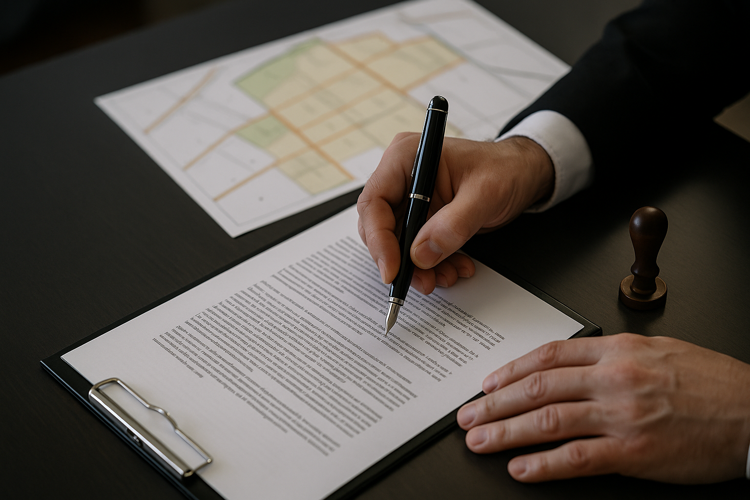 Signature d’un acte notarié pour servitude