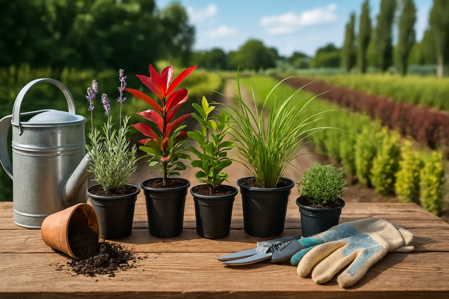 Renaud a disposé des plantes achetées à leaderplant sur une table pour en donner son avis