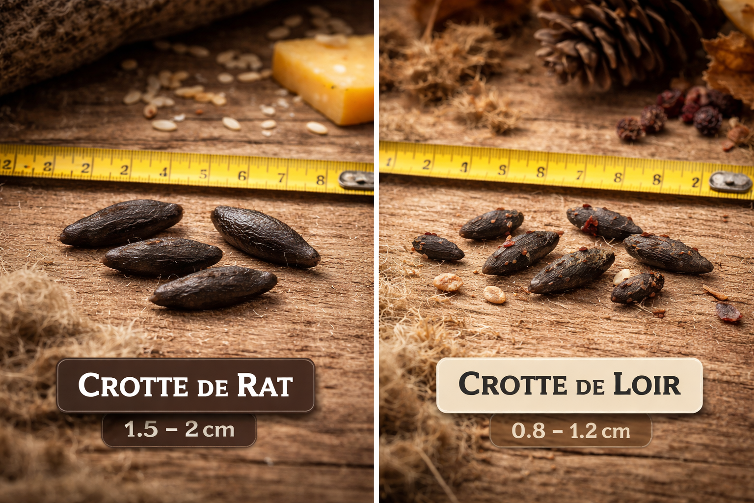 comparaison des visuels de crottes de rats et de loirs